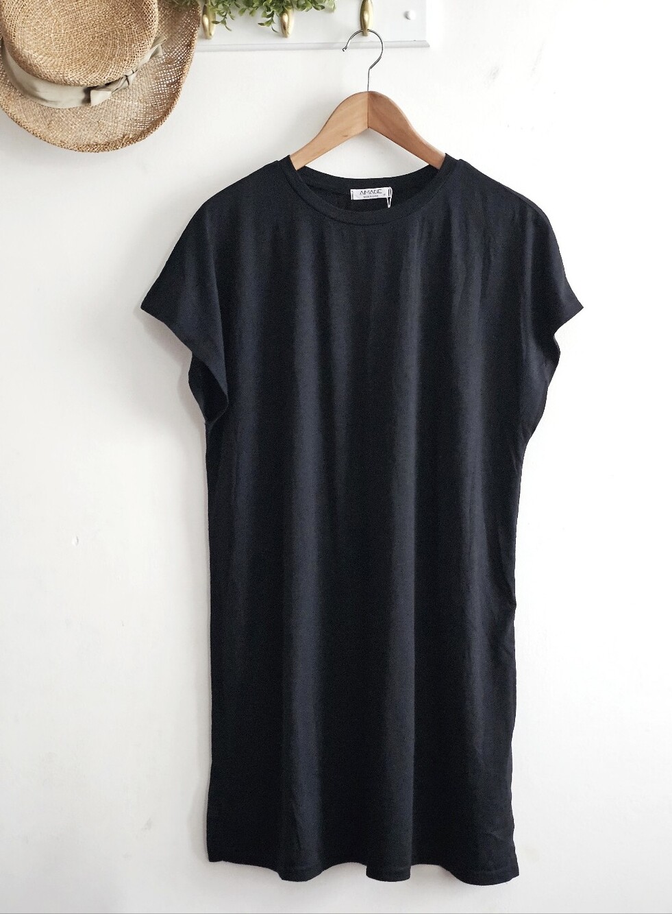 AIMAGE Black Oversized T-Shirt Dress Size M NWT